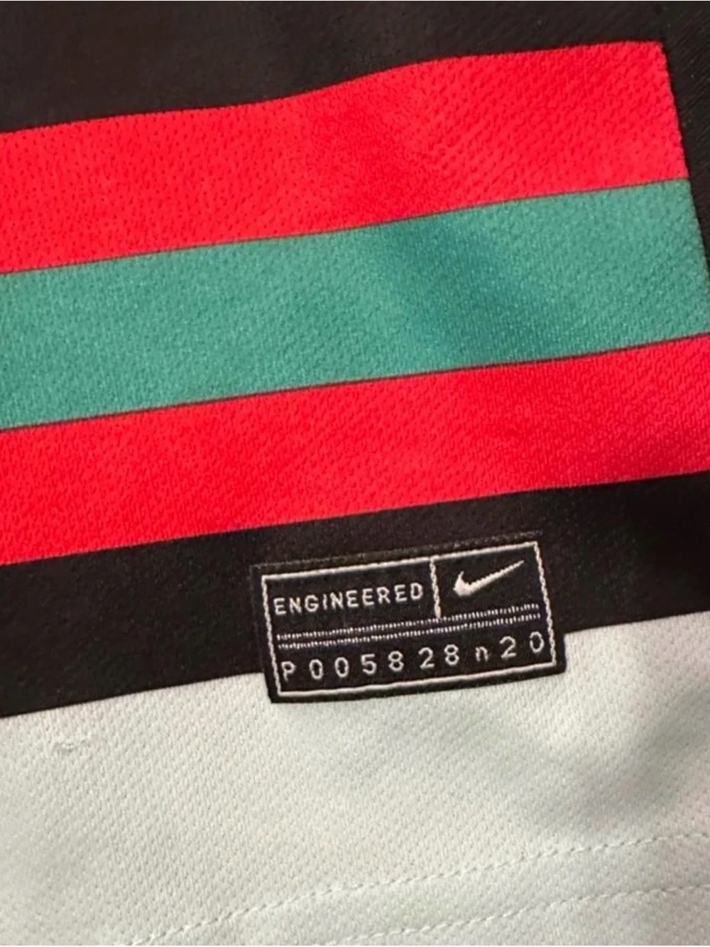 Soccer Jersey with Black, Red and Green Stripes